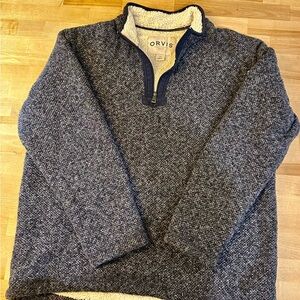 Orvis Women's Heathered Blue Zip-Up Sweater